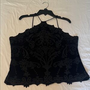 Black Velvet Camisole with Intricate Pattern